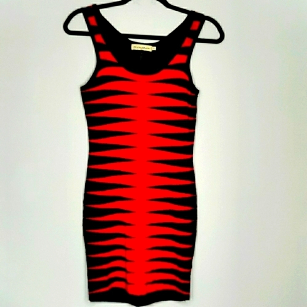 Black and Red graphic print Sweater Dress